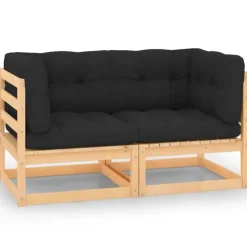 Palletbanken|Tuinbanken-vidaXL - Palletbank - Antraciet - Grenenhout