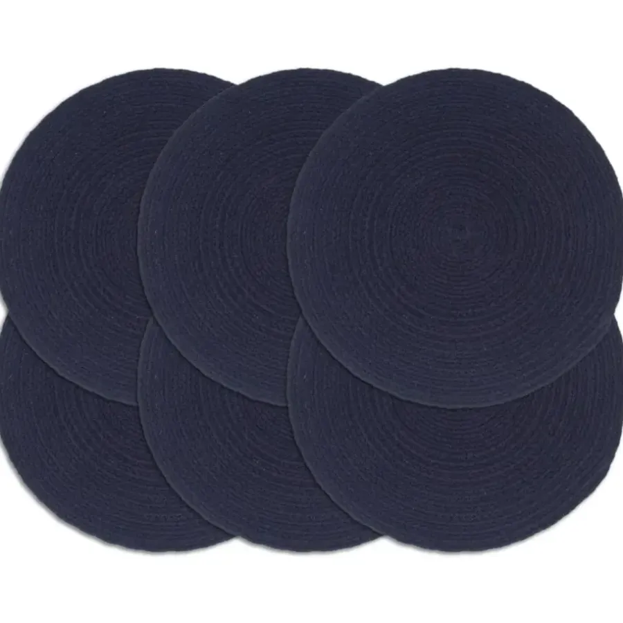 vidaXL - Placemat - Blauw - Katoen - 6 stuks