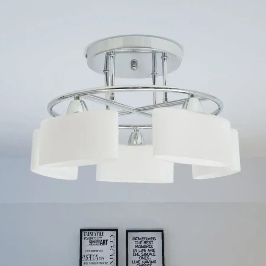 Plafondlampen-vidaXL - Plafondlamp - Wit - Glas
