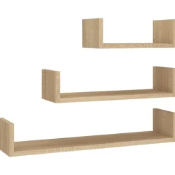 Wandplanken-vidaXL - Plank - Bruin - Bewerkt hout - 60 x 15 x 10 cm - 3 stuks