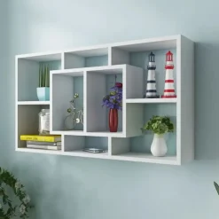 Wandrekken-vidaXL - Plank - Wit - Bewerkt hout