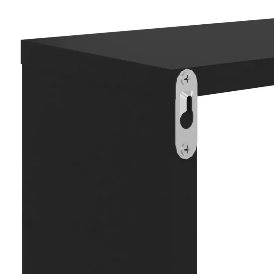 Wandplanken-vidaXL - Plank - Zwart - Bewerkt hout - 2 stuks