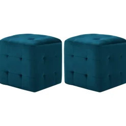 Poefen-vidaXL - Poef - Blauw - Stof