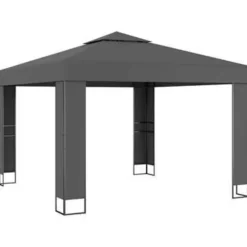 Terrasoverkappingen-vidaXL - Prieel - Antraciet - Stof - 3 x 3 m