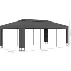 Terrasoverkappingen-vidaXL - Prieel - Antraciet - Stof - 3 x 6 m