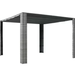 Terrasoverkappingen-vidaXL - Prieel - Antraciet - Poly rattan - 300 x 300 x 220 cm