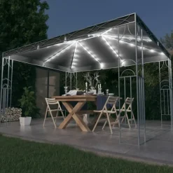 vidaXL - Prieel Met Lichtslinger - Antraciet - Stof - 400 x 300 cm