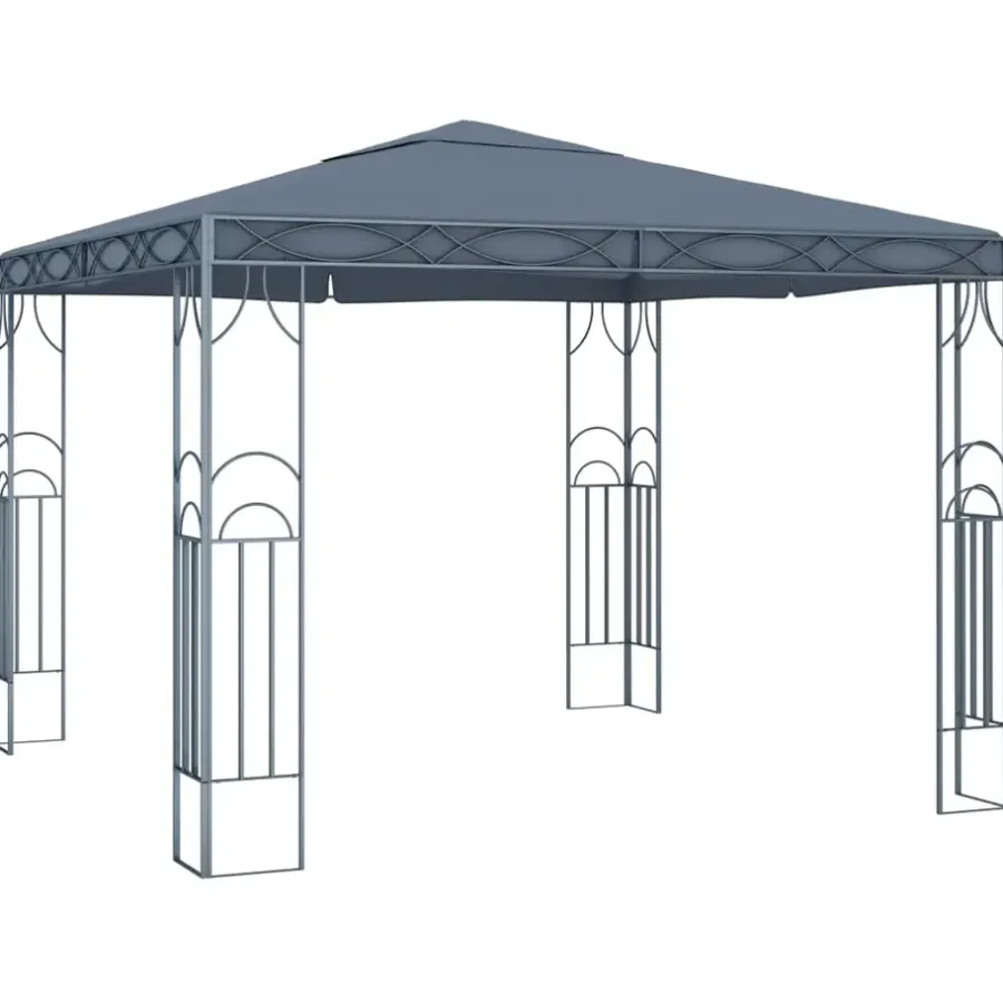 Terrasoverkappingen-vidaXL - Prieel Met Lichtslinger - Antraciet - Stof - 300 x 300 cm