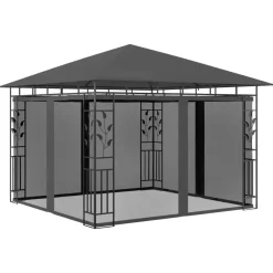 vidaXL - Prieel Met Lichtslinger - Antraciet - Stof - 3 x 3 x 2.73 m
