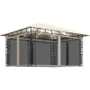 Terrasoverkappingen-vidaXL - Prieel Met Lichtslinger - Crème - Stof - 4 x 3 x 2.73 m
