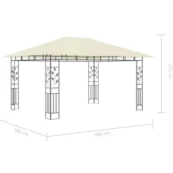 Terrasoverkappingen-vidaXL - Prieel Met Lichtslinger - Crème - Stof - 4 x 3 x 2.73 m
