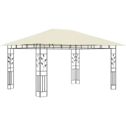 Terrasoverkappingen-vidaXL - Prieel Met Lichtslinger - Crème - Stof - 4 x 3 x 2.73 m