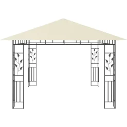 Terrasoverkappingen-vidaXL - Prieel Met Lichtslinger - Crème - Stof - 4 x 3 x 2.73 m
