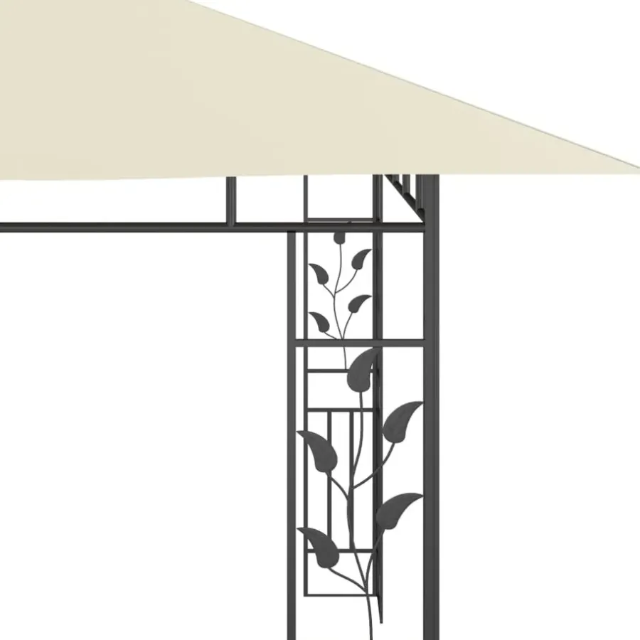 Terrasoverkappingen-vidaXL - Prieel Met Lichtslinger - Crème - Stof - 4 x 3 x 2.73 m