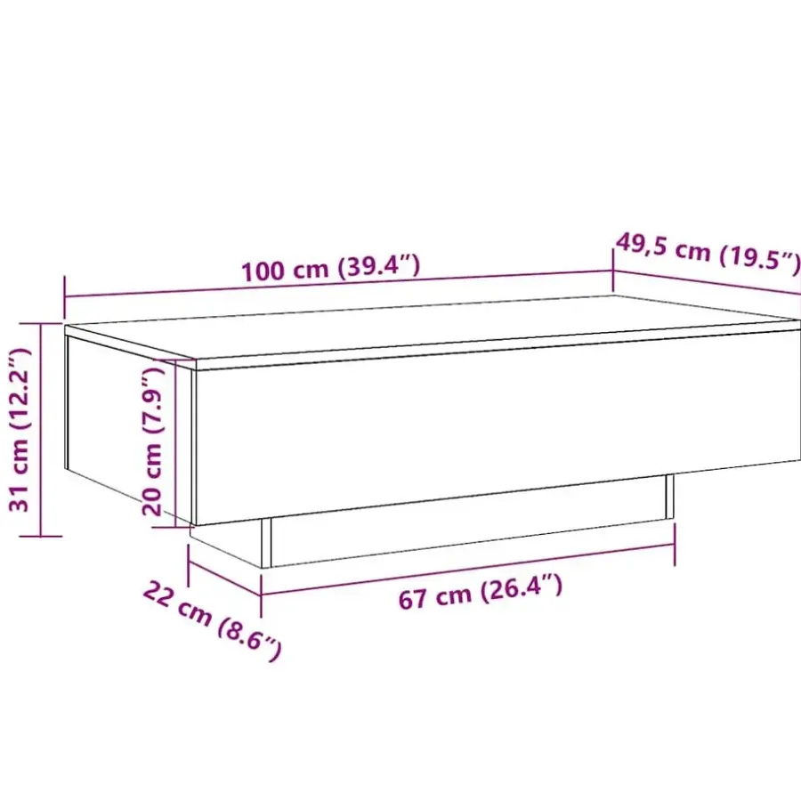 Salontafels-vidaXL - Rechthoekige Salontafel - Oud hout - Bewerkt hout - 100x49.5x31 cm