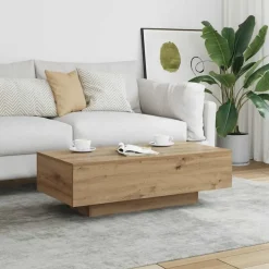 vidaXL - Rechthoekige Salontafel - Artisanaal eiken - Hout - 100x49.5x31 cm