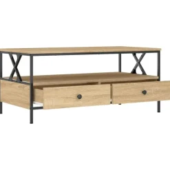 Salontafels-vidaXL - Rechthoekige Salontafel met 2 lades - Sonoma eiken - Hout - 100x51 cm
