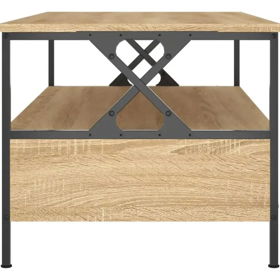 Salontafels-vidaXL - Rechthoekige Salontafel met 2 lades - Sonoma eiken - Hout - 100x51 cm