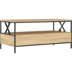 Salontafels-vidaXL - Rechthoekige Salontafel met 2 lades - Sonoma eiken - Hout - 100x51 cm