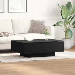 Salontafels-vidaXL - Rechthoekige Salontafel met 4 lades - Zwart eiken - Hout - 90x60 cm