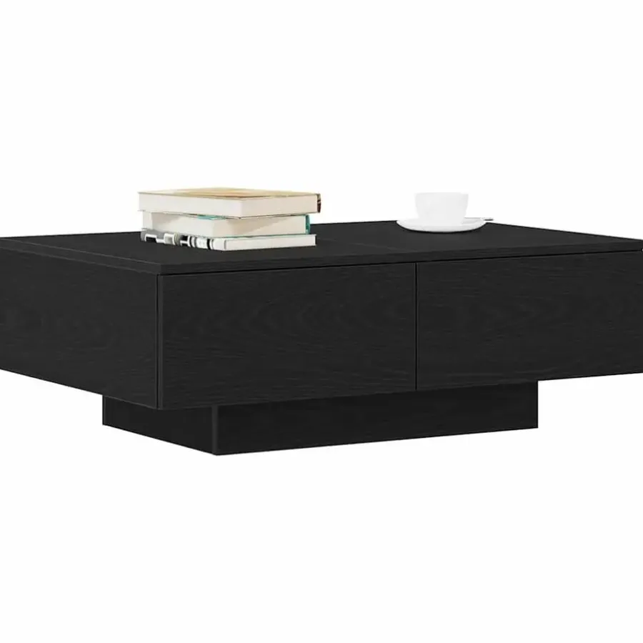 Salontafels-vidaXL - Rechthoekige Salontafel met 4 lades - Zwart eiken - Hout - 90x60 cm