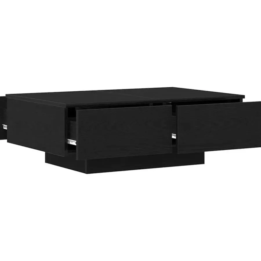 Salontafels-vidaXL - Rechthoekige Salontafel met 4 lades - Zwart eiken - Hout - 90x60 cm
