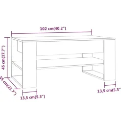 vidaXL - Rechthoekige Salontafel met schap - Sonoma eiken - Hout - 102x55 cm