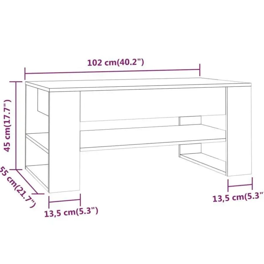 vidaXL - Rechthoekige Salontafel met schap - Sonoma eiken - Hout - 102x55 cm