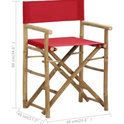 vidaXL - Regisseursstoel - Rood - Bamboe en stof - 2 stuks - Inklapbaar
