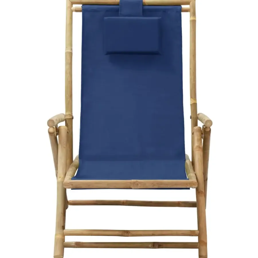 Kamperen En Outdoor-vidaXL - Relaxstoel - Blauw - Bamboe en stof - Verstelbaar