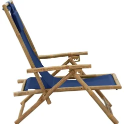Kamperen En Outdoor-vidaXL - Relaxstoel - Blauw - Bamboe en stof - Verstelbaar
