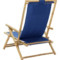 Kamperen En Outdoor-vidaXL - Relaxstoel - Blauw - Bamboe en stof - Verstelbaar