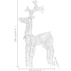 Kerstverlichting-vidaXL - Rendier Kerstdecoratie - Warm white - 60 x 16 x 100 cm