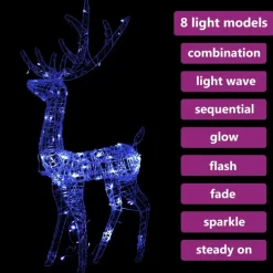 Kerstverlichting-vidaXL - Rendier Kerstdecoratie - Blue - 70 x 41 x 120 cm