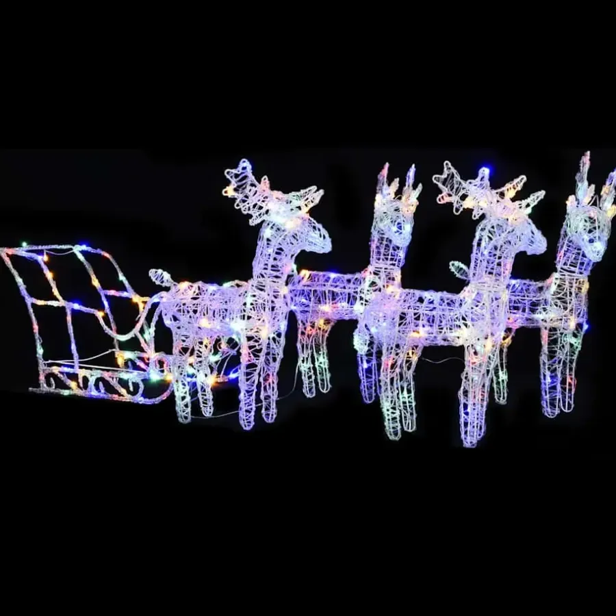 Kerstverlichting-vidaXL - Rendieren En Slee Kerstversiering - Multicolour