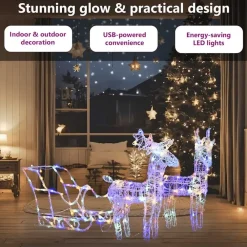 vidaXL - Rendieren En Slee Kerstversiering - Multikleur