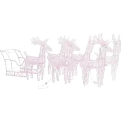 Kerstverlichting-vidaXL - Rendieren En Slee Kerstversiering - Warmwit - 43 x 11 x 55 cm (4 stuks)