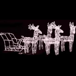 Kerstverlichting-vidaXL - Rendieren En Slee Kerstversiering - Warmwit - 43 x 11 x 55 cm (4 stuks)