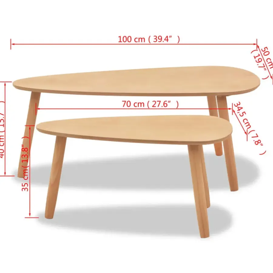 Salontafels-vidaXL - Salontafel - Bruin - Grenenhout - 2 stuks