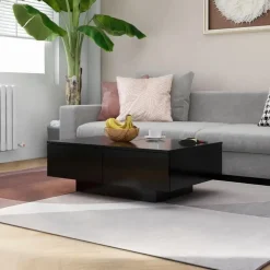 Salontafels-vidaXL - Salontafel - Zwart - Bewerkt hout - 90 x 60 x 31 cm