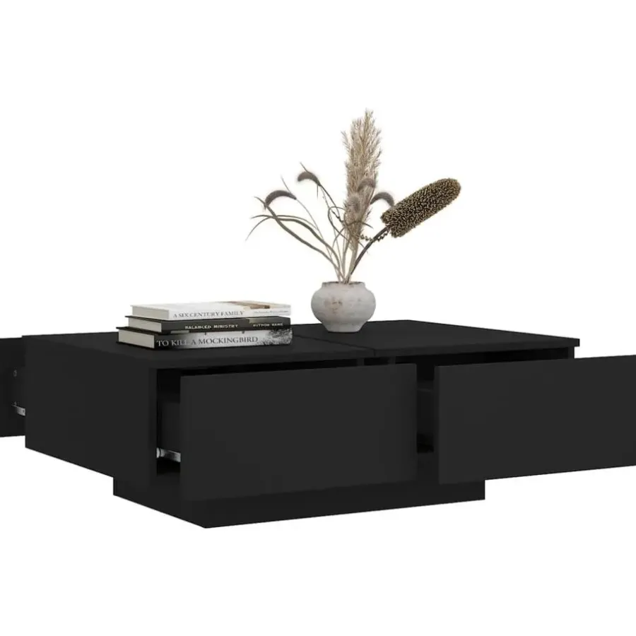 Salontafels-vidaXL - Salontafel - Zwart - Bewerkt hout - 90 x 60 x 31 cm