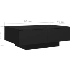 Salontafels-vidaXL - Salontafel - Zwart - Bewerkt hout - 90 x 60 x 31 cm
