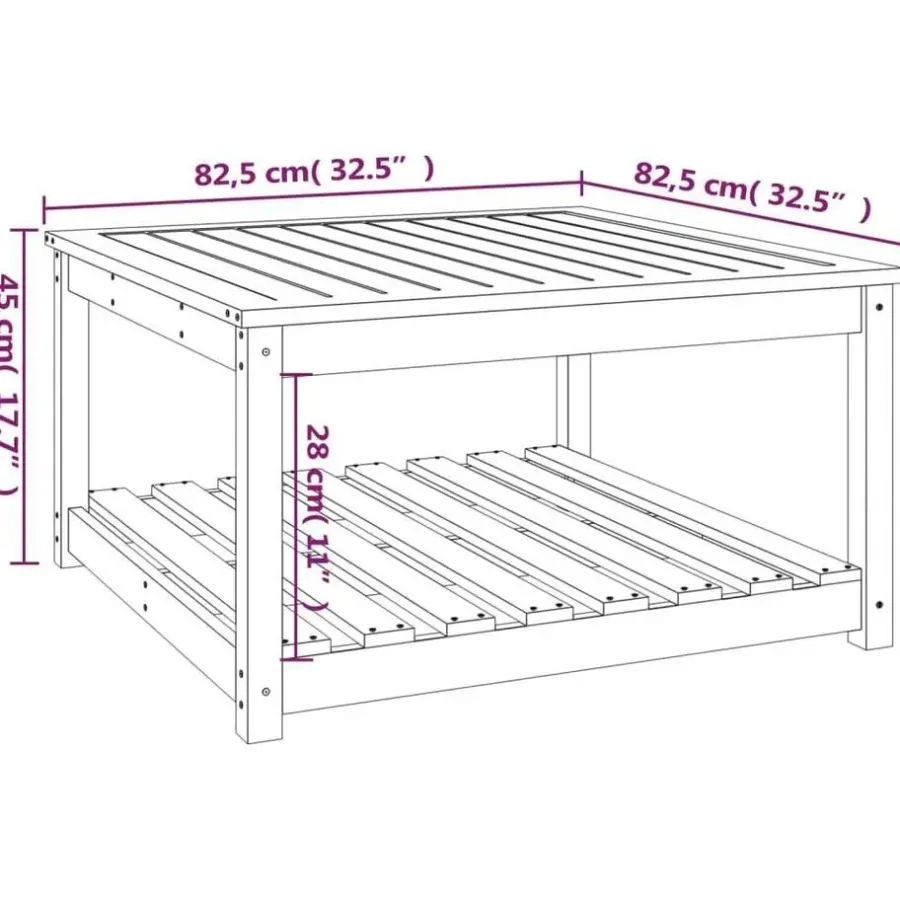 vidaXL - Salontafel met opbergruimte - Naturel - Douglashout - 82,5x82,5x45 cm