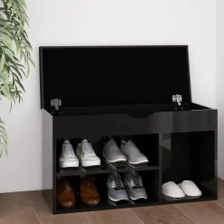 vidaXL - Schoenenbank - Zwart - Bewerkt hout