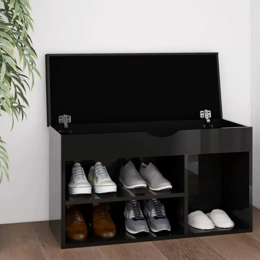 vidaXL - Schoenenbank - Zwart - Bewerkt hout