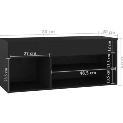 vidaXL - Schoenenbank - Zwart - Bewerkt hout - 80 x 30 x 45 cm