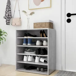 Kledingopbergers-vidaXL - Schoenenkast - Grijs - Bewerkt hout - 60 x 35 x 70 cm