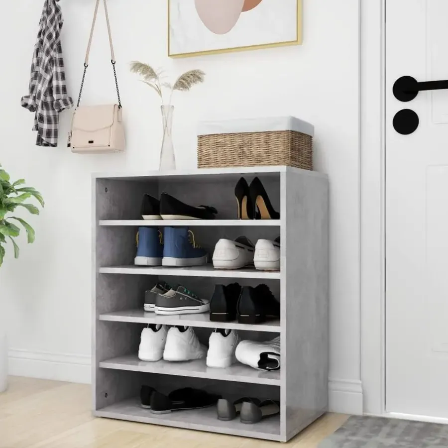 Kledingopbergers-vidaXL - Schoenenkast - Grijs - Bewerkt hout - 60 x 35 x 70 cm