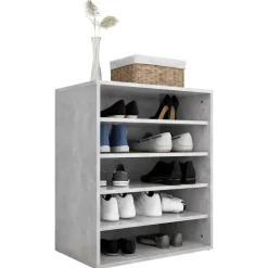 Kledingopbergers-vidaXL - Schoenenkast - Grijs - Bewerkt hout - 60 x 35 x 70 cm