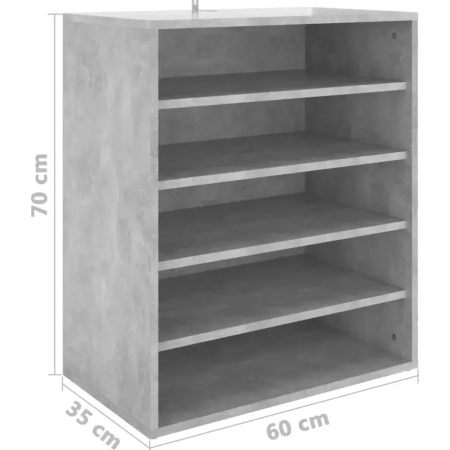 Kledingopbergers-vidaXL - Schoenenkast - Grijs - Bewerkt hout - 60 x 35 x 70 cm